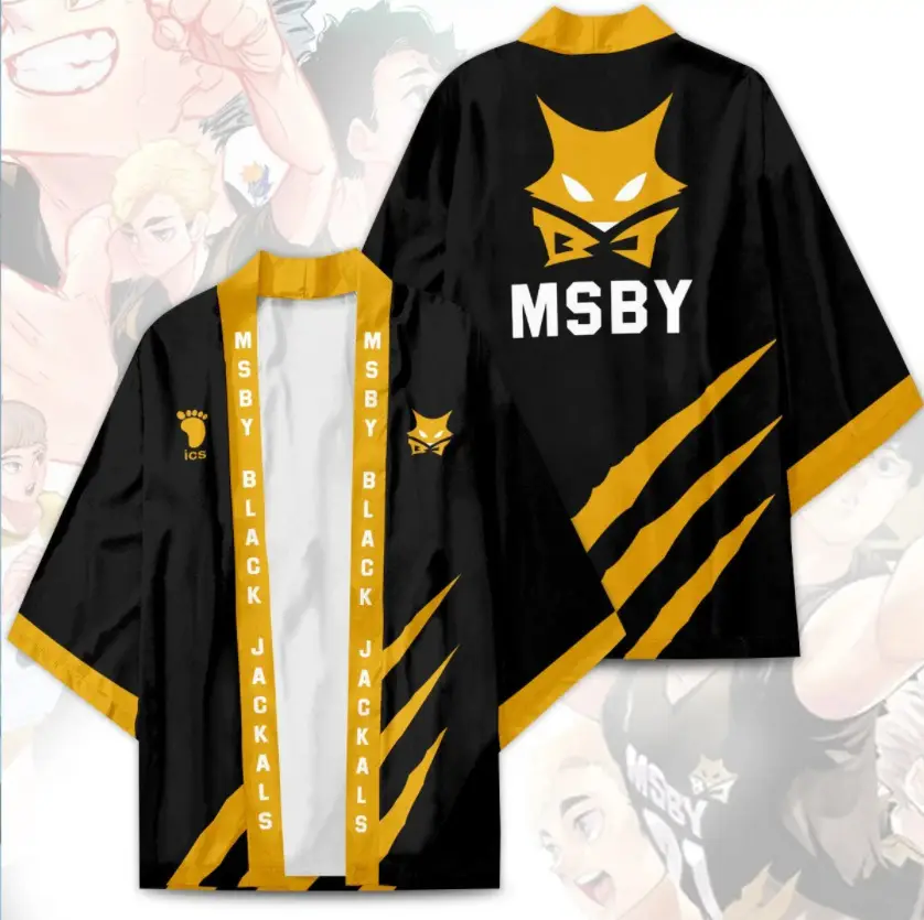 Kids Volleyball Kimono Pajamas Black White Set - Image 3