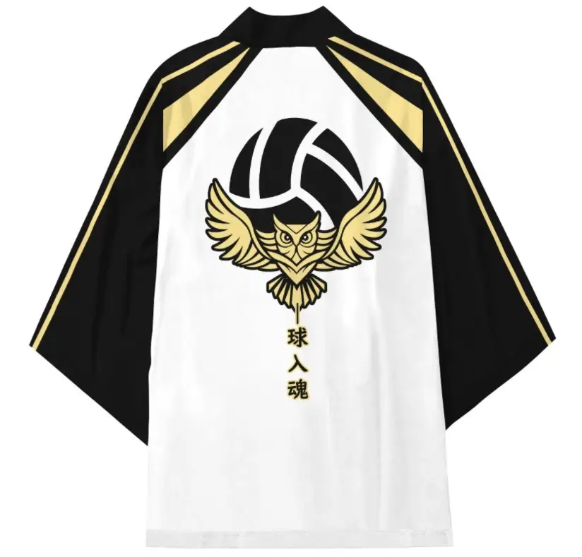 Kids Volleyball Kimono Pajamas Black White Set — feature 19