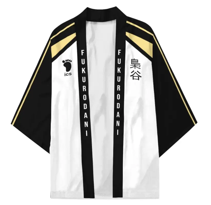 Kids Volleyball Kimono Pajamas Black White Set — feature 30