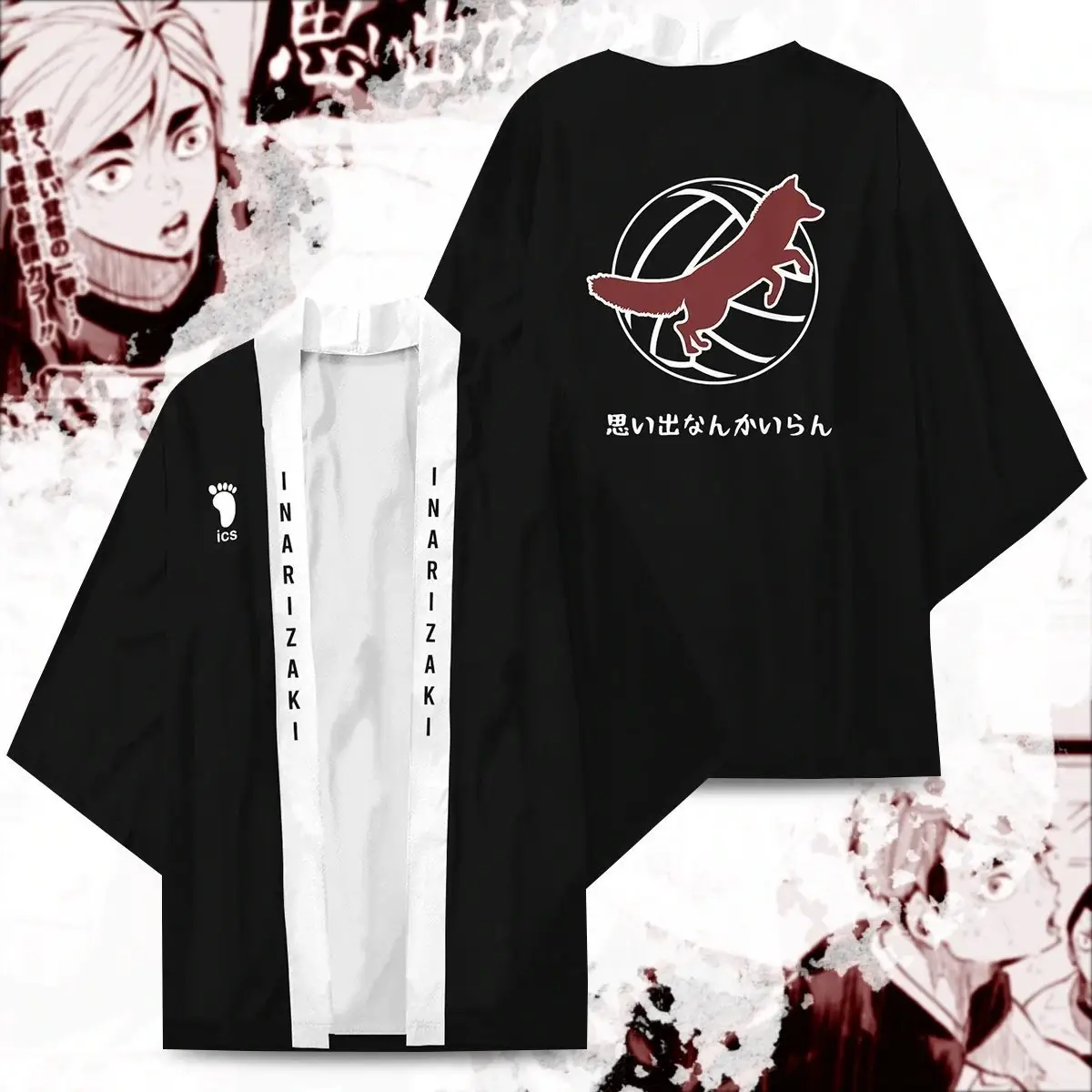 Kids Volleyball Kimono Pajamas Black White Set - Image 7