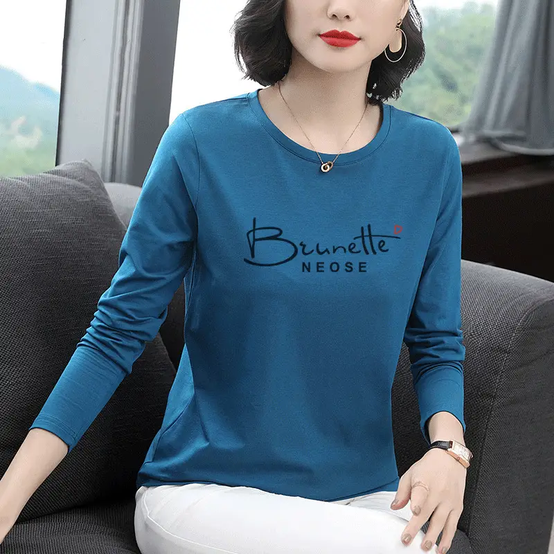 Women's Printed Long Sleeve T-Shirt White Medium to XL - Image 8
