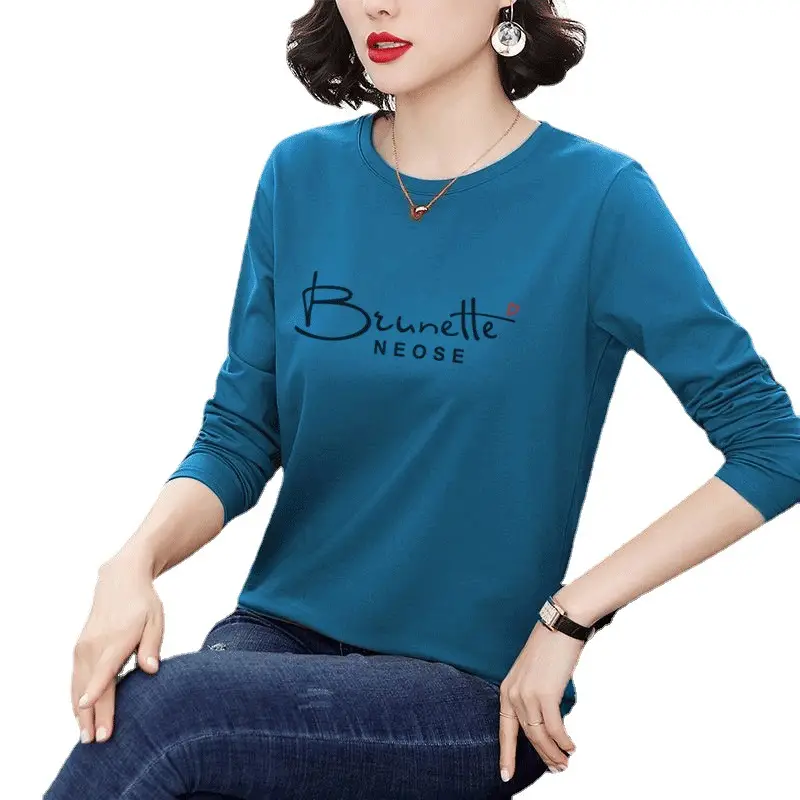 Women's Printed Long Sleeve T-Shirt White Medium to XL - Image 9