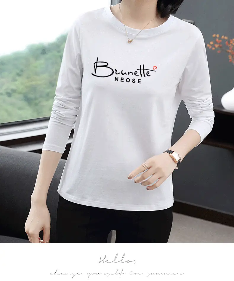 Women's Printed Long Sleeve T-Shirt White Medium to XL — feature 16