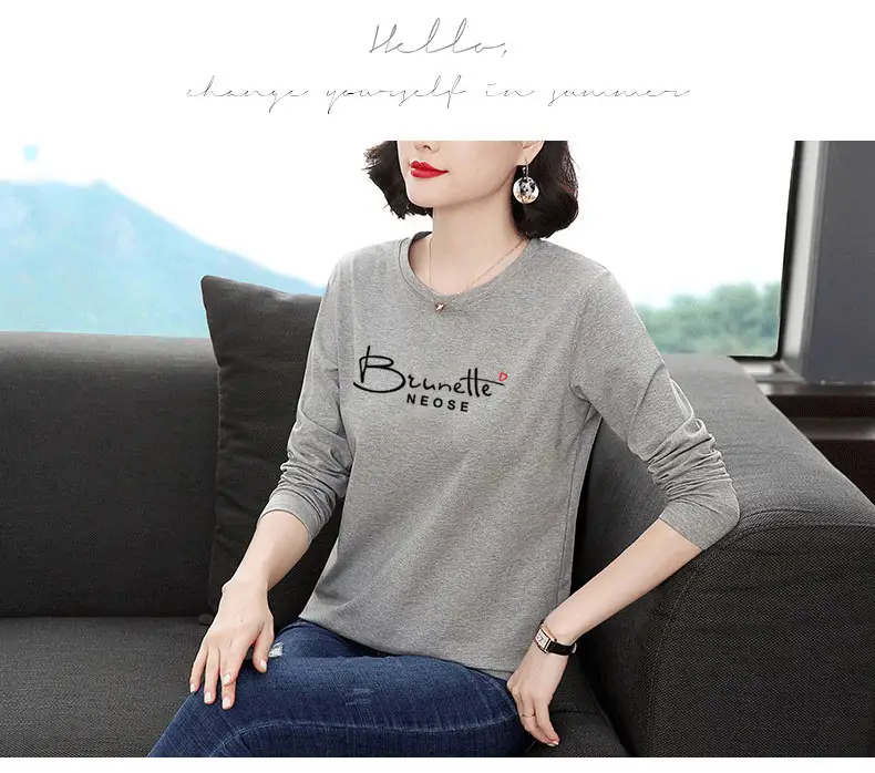 Women's Printed Long Sleeve T-Shirt White Medium to XL — feature 8