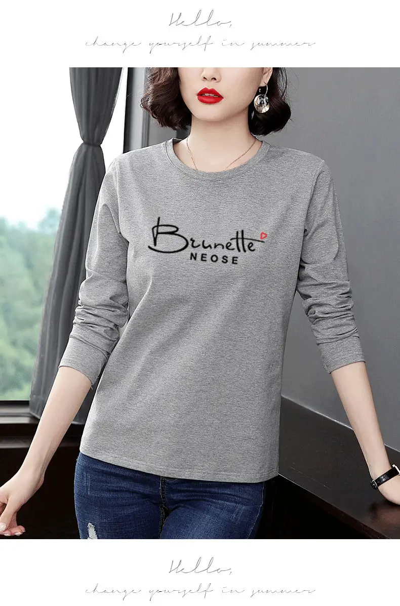 Women's Printed Long Sleeve T-Shirt White Medium to XL — feature 9