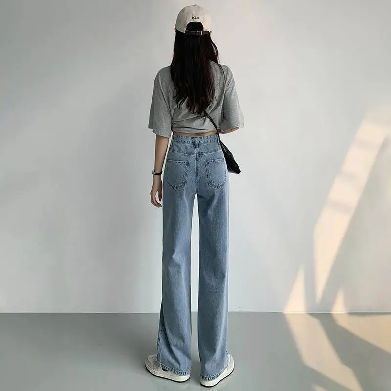 Women Light Blue Wide Leg Jeans Spring Summer Loose Slimming - Image 10