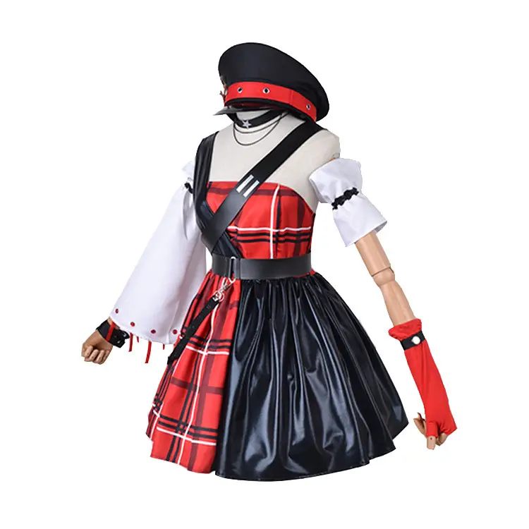 Xiao Qiao Zhou Yu Valentine Cosplay Dress Red Plaid Skirt - Image 5