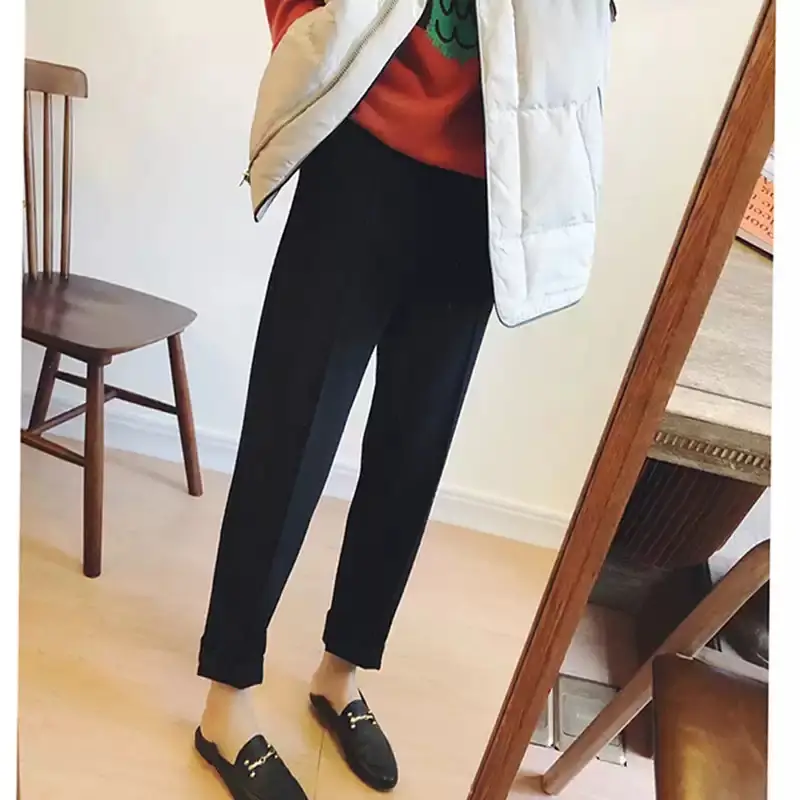 Women Woolen Carrot Pants Spring Autumn 2025 Beige - Image 6