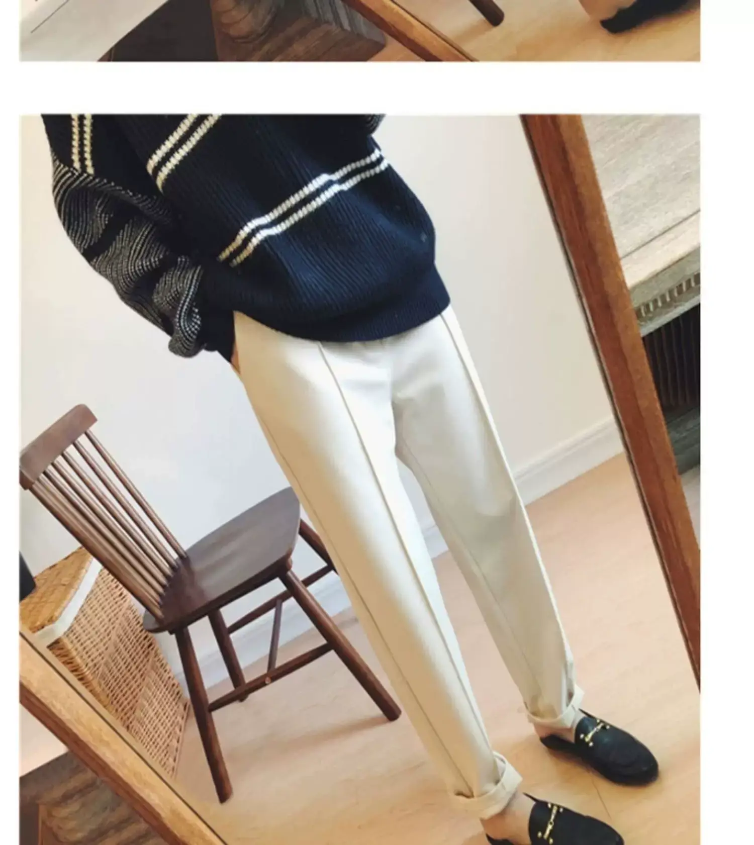 Women Woolen Carrot Pants Spring Autumn 2025 Beige — feature 18