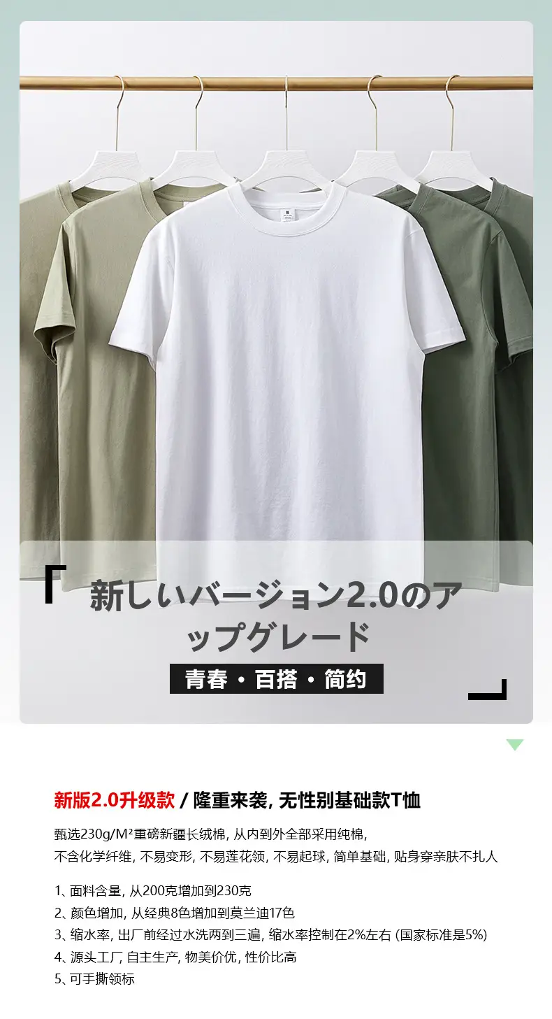 Women Navy Cotton T-Shirt Casual Round Neck 230g — feature 4