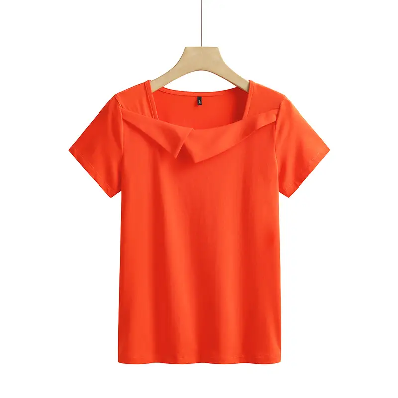 Women Pure Cotton Square Collar Teal T-Shirt - Image 4