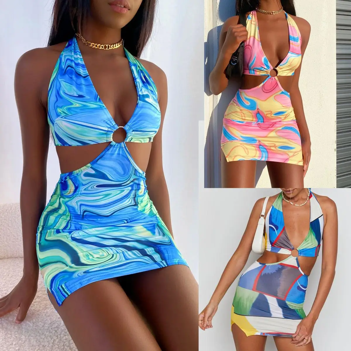Cross-Border New 2022 Summer Digital Printed One-Piece Dress - Image 4