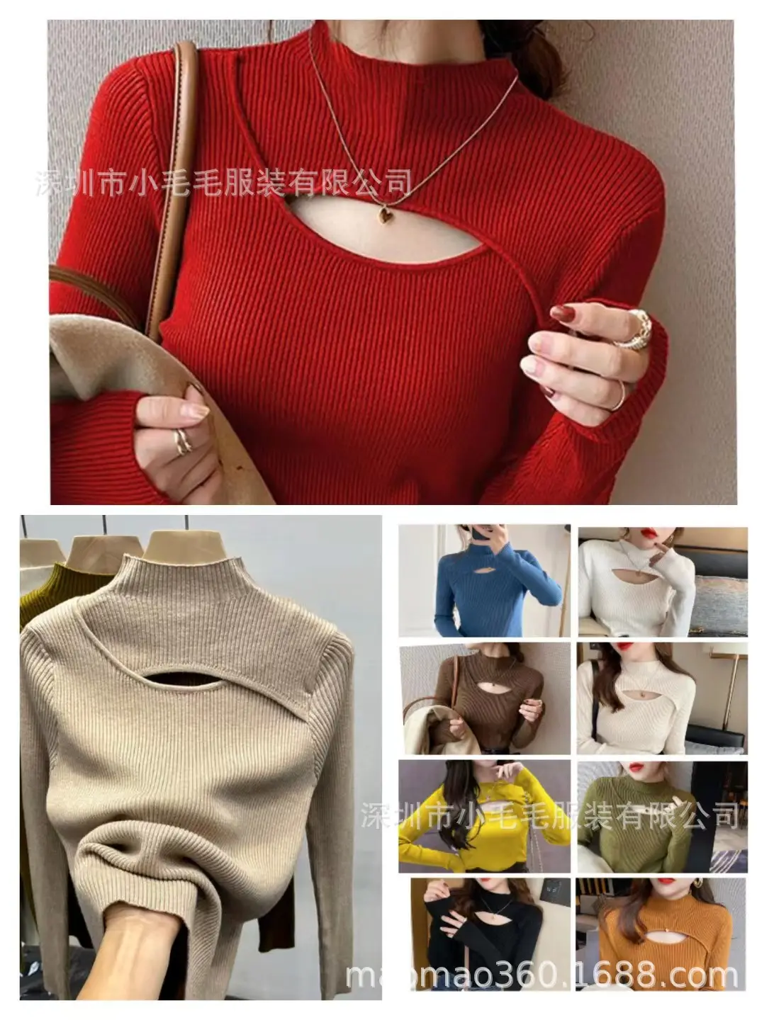 Women's Knitted Half Turtleneck Sweater Top Olive Green