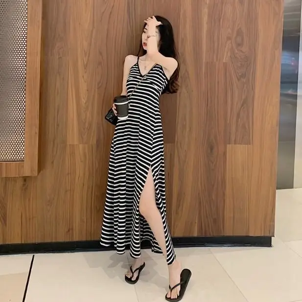 Korean Style Split V Neck Dress for Women - Image 5