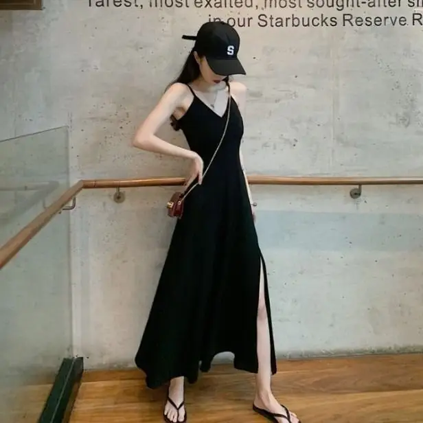 Korean Style Split V Neck Dress for Women - Image 6