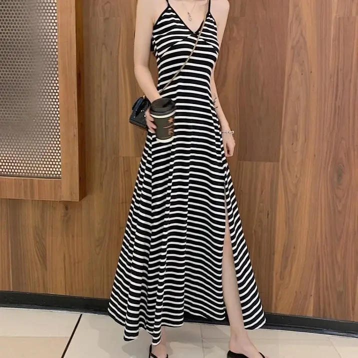 Korean Style Split V Neck Dress for Women — feature 10