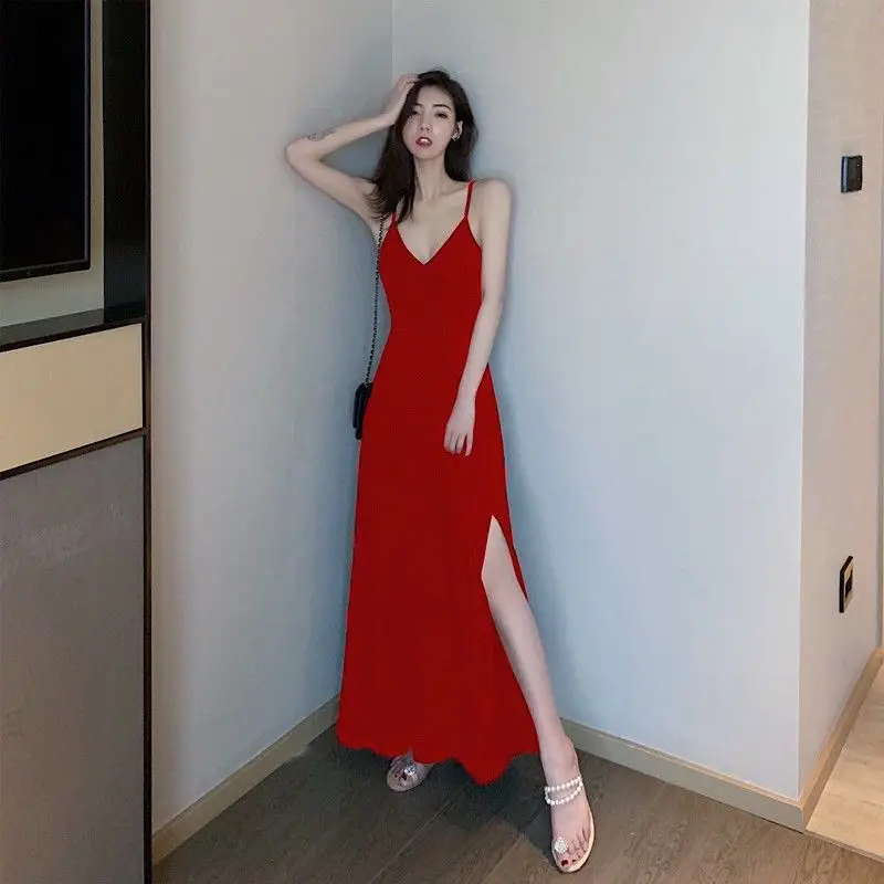 Korean Style Split V Neck Dress for Women — feature 2