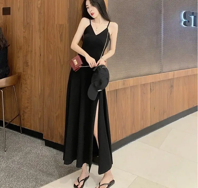 Korean Style Split V Neck Dress for Women — feature 6