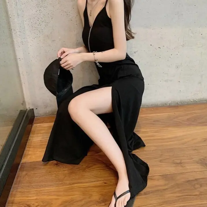 Korean Style Split V Neck Dress for Women — feature 8