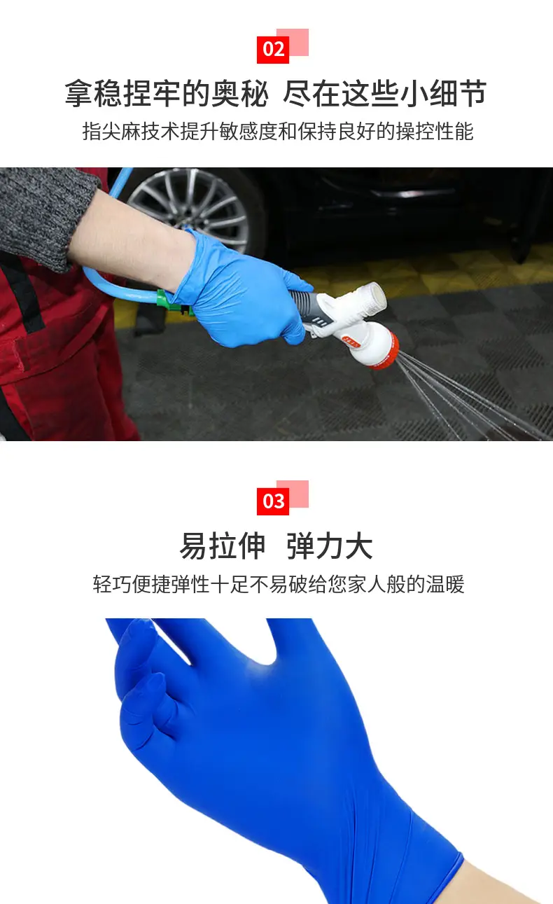 Dark Blue Nitrile Gloves Food Grade Anti-Skid Inspection — feature 7
