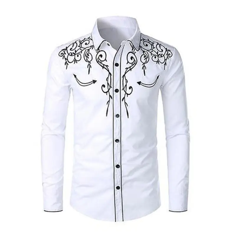 Men 3D Geometric Print Long Sleeve Shirt Black Gold - Image 28