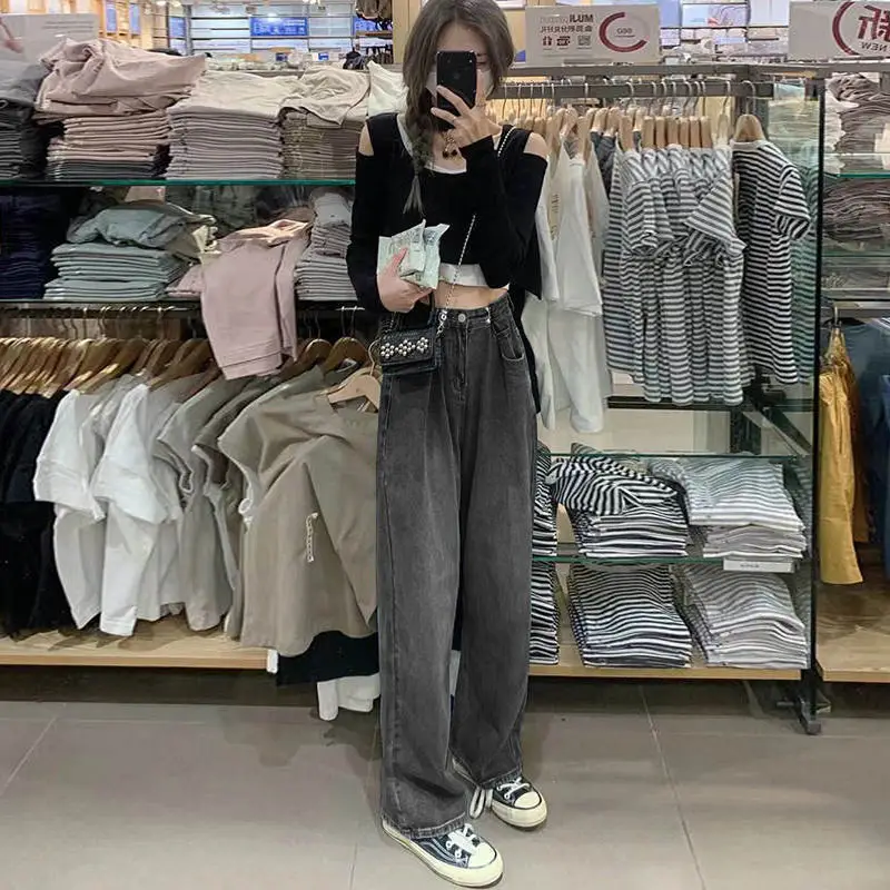 Women Wide Leg Jeans Spring Wear Loose Slimming Dad Pants - Image 5