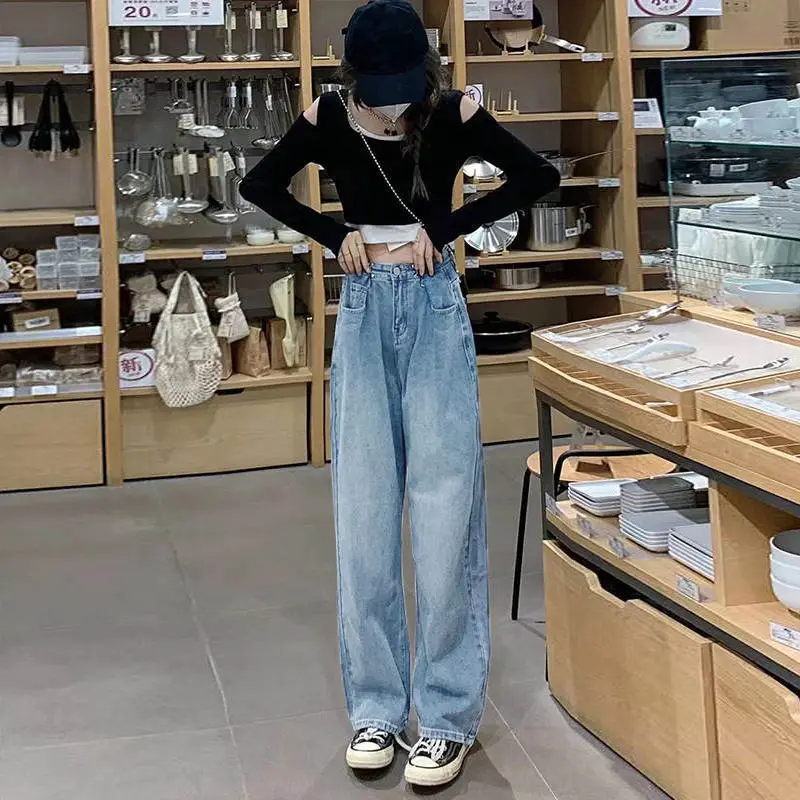 Women Wide Leg Jeans Spring Wear Loose Slimming Dad Pants - Image 4