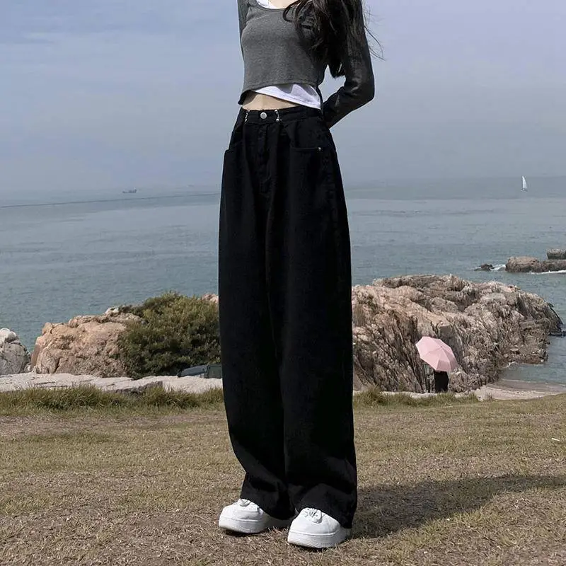 Women Wide Leg Jeans Spring Wear Loose Slimming Dad Pants - Image 2