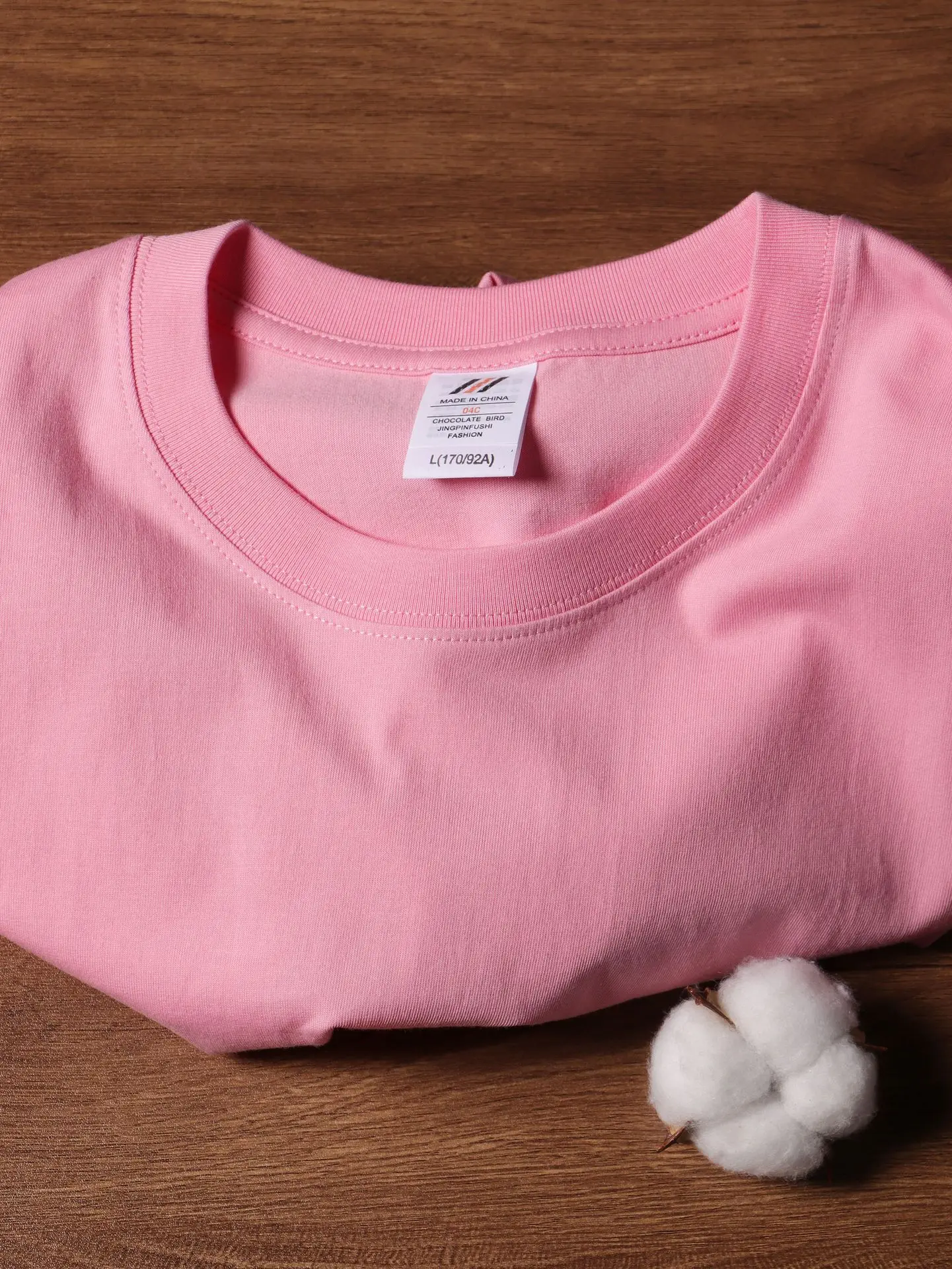 Men Women Cotton Loose Crewneck T-Shirt Solid Beige - Image 16