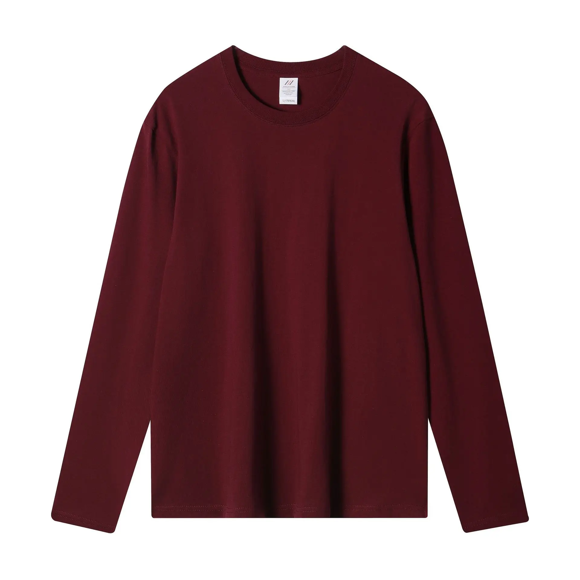 Men Women Cotton Loose Crewneck T-Shirt Solid Beige - Image 9