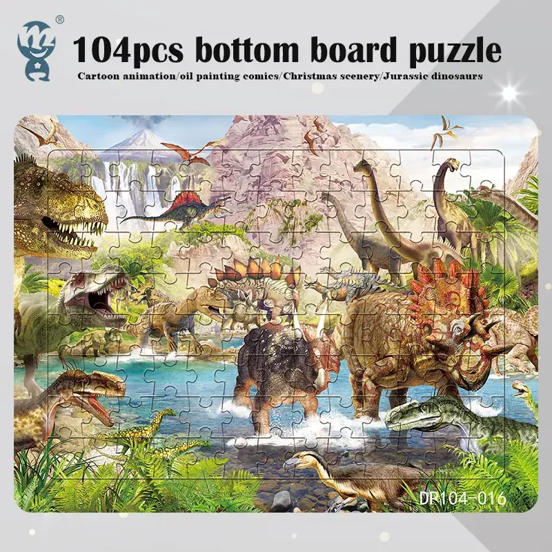 Dinosaur Paper Plate Puzzle 104 Pieces for Boys Girls 6-9 Years