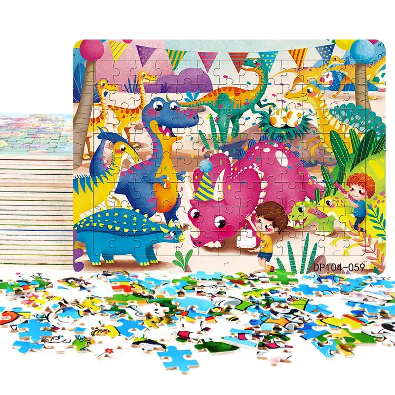 Dinosaur Paper Plate Puzzle 104 Pieces for Boys Girls 6-9 Years