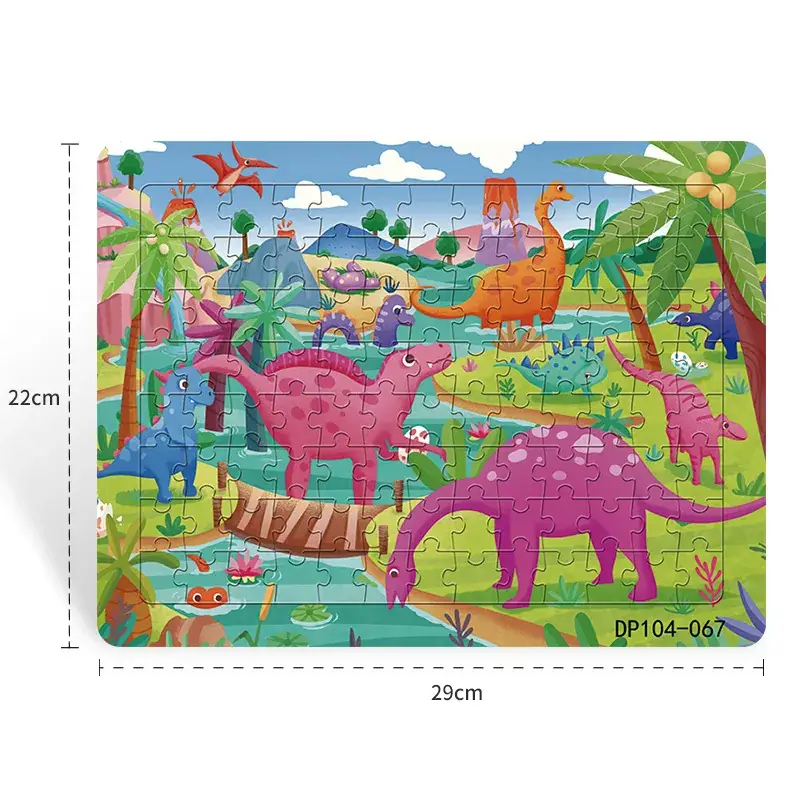 Dinosaur Paper Plate Puzzle 104 Pieces for Boys Girls 6-9 Years