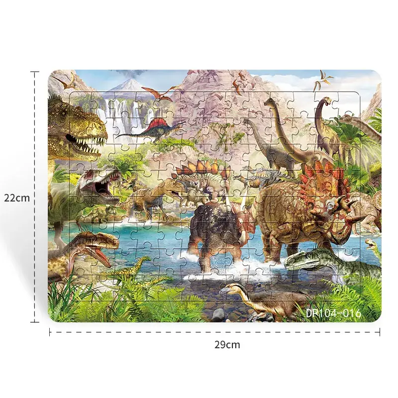 Dinosaur Paper Plate Puzzle 104 Pieces for Boys Girls 6-9 Years