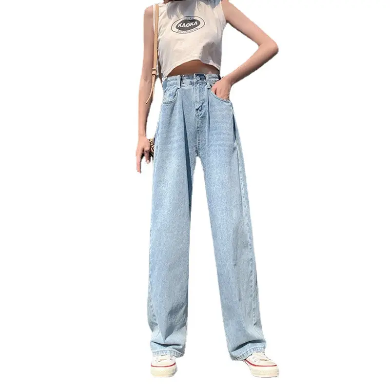 Women Wide Leg Jeans Spring Loose Button Slim Look - Image 6