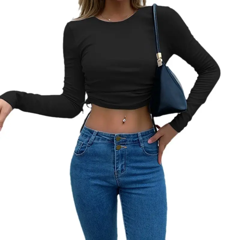 2024 Women's Light Blue Long Sleeve Crop Top - Image 9