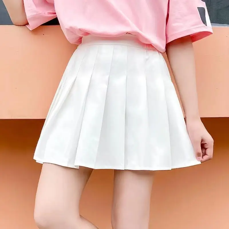 Women Pleated Skirt Large Solid Color Korean Style - Image 11