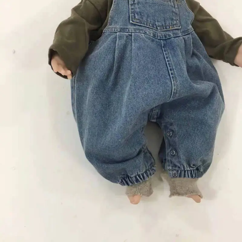 Korean Style Denim Climbing Pants for Kids Unisex Loose Fit