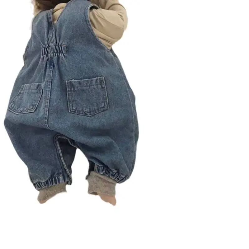 Korean Style Denim Climbing Pants for Kids Unisex Loose Fit