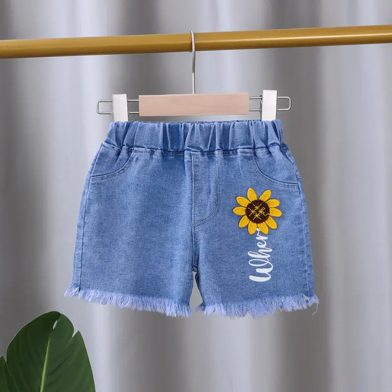 2025 Summer Girls Denim Shorts Mid-Pants Beach Wear - Image 2
