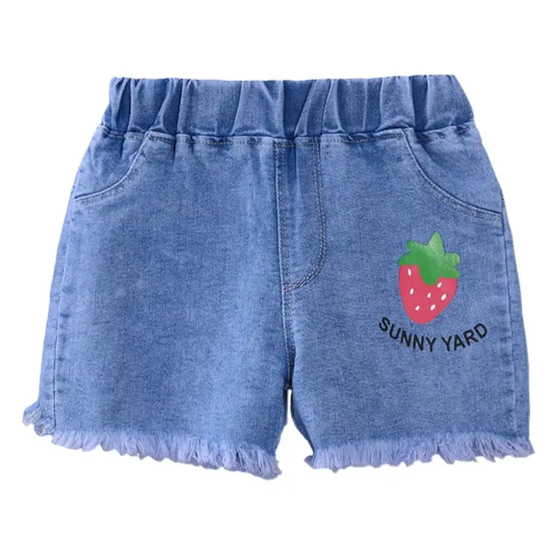 2025 Summer Girls Denim Shorts Mid-Pants Beach Wear