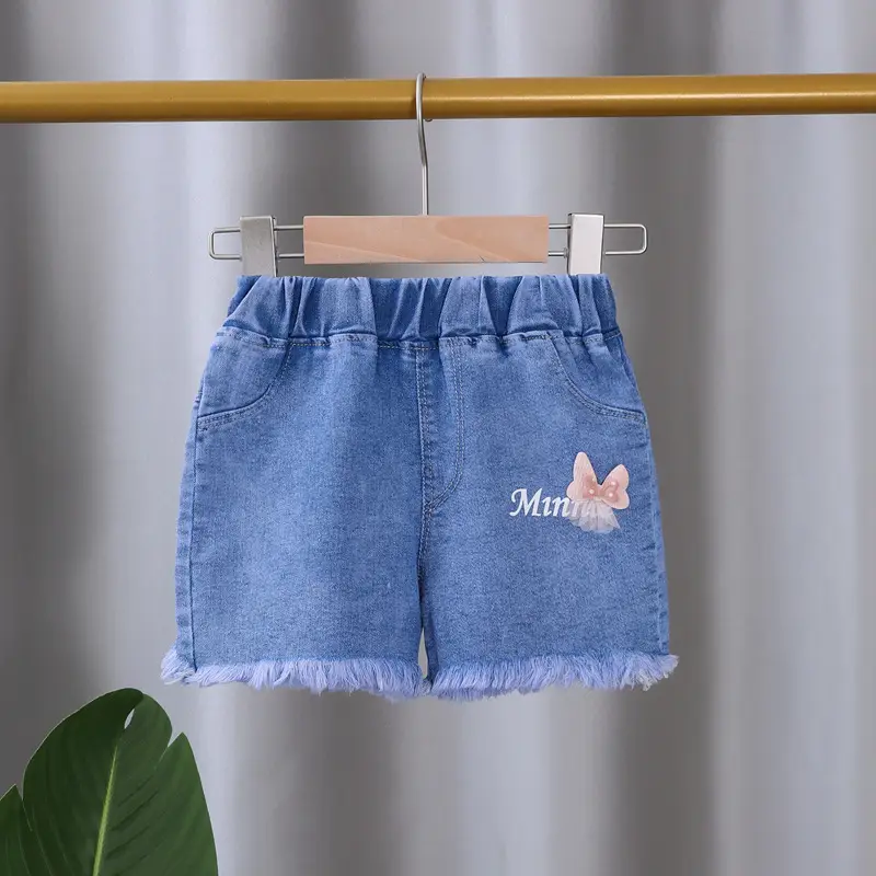 2025 Summer Girls Denim Shorts Mid-Pants Beach Wear - Image 3