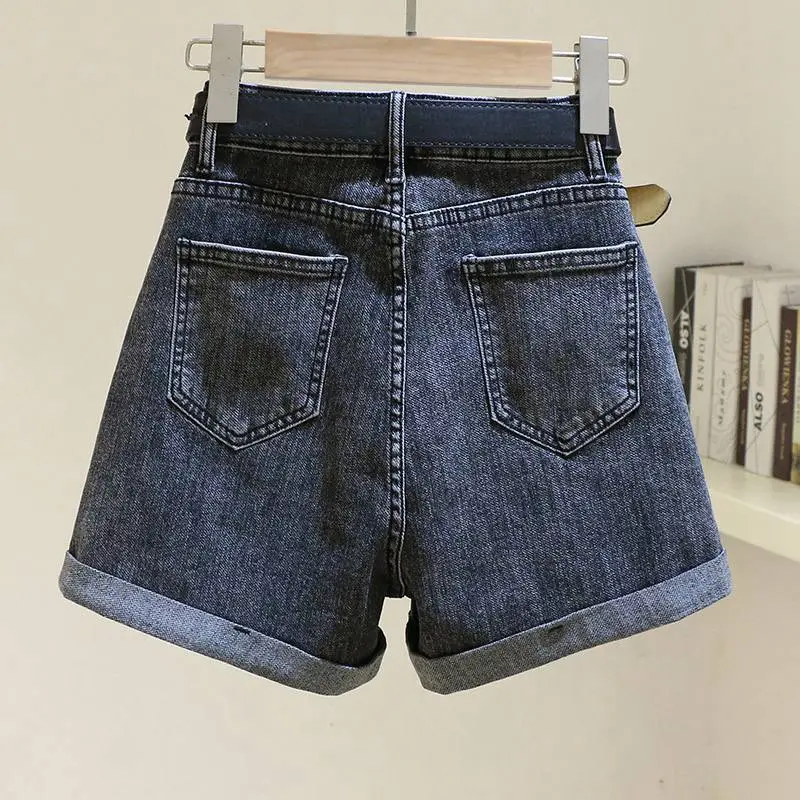 Women Denim Shorts Slim Curly A-Line Wide Leg - Image 8