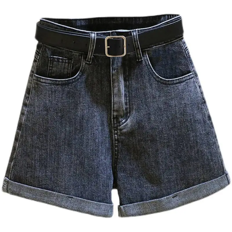 Women Denim Shorts Slim Curly A-Line Wide Leg - Image 9
