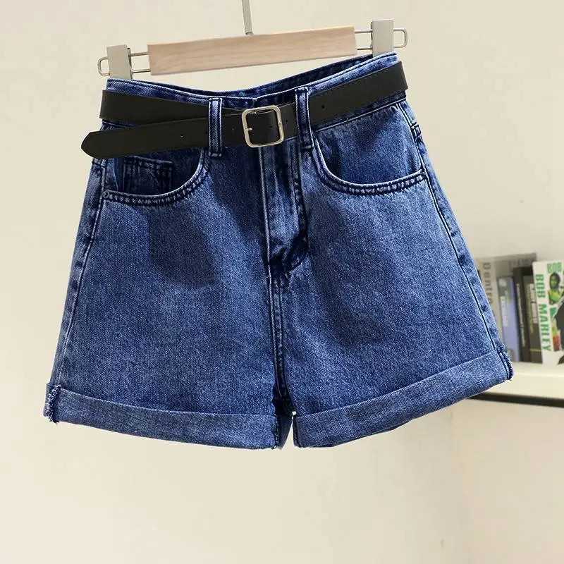 Women Denim Shorts Slim Curly A-Line Wide Leg - Image 5