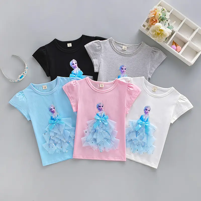 Girls Frozen Aisha Short Sleeve Cotton T-Shirt Pink - Image 17