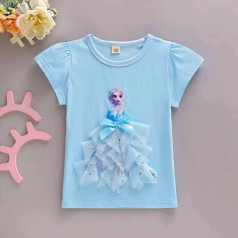 Girls Frozen Aisha Short Sleeve Cotton T-Shirt Pink - Image 11