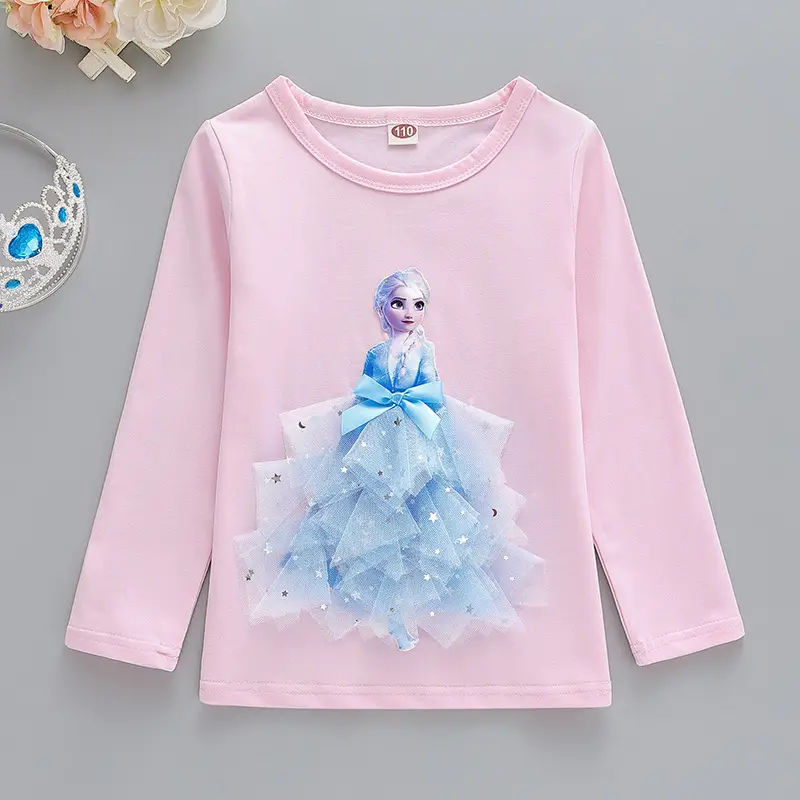 Girls Frozen Aisha Short Sleeve Cotton T-Shirt Pink - Image 5