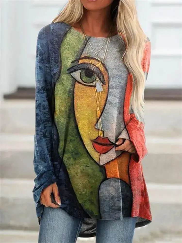 Women Printed Pullover Long Sleeve Abstract Pattern - Image 34