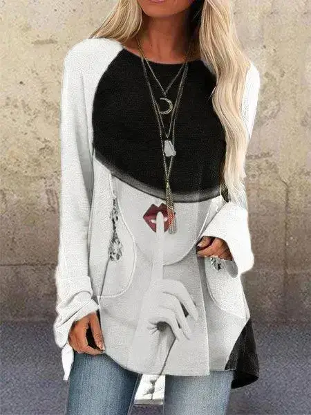 Women Printed Pullover Long Sleeve Abstract Pattern - Image 10